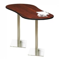 Safco Bistro Bar Height Peanut Table, Stainless Steel Base, 42 W, 42 L, 42 H, Regal Mahogany