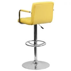 Flash Furniture Yellow Quilted Vinyl Adjustable Height Barstool, Arms, Chrome Base, PK2 -Kitchen & Dining Furniture Sales Store Grainger 2xxCHxx102029xxYELxxGGxxinset3xxdbba15