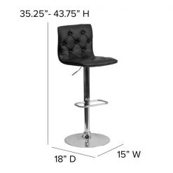 Flash Furniture Tufted Black Vinyl Barstool -Kitchen & Dining Furniture Sales Store Grainger 2xxCHxx112080xxBKxxGGxxDIMSxxd586cf