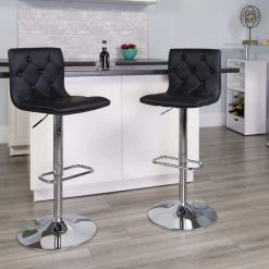 Flash Furniture Tufted Black Vinyl Barstool