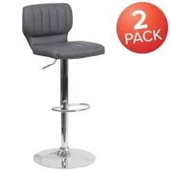 Flash Furniture Gray Vinyl Adjust Height Barstool, Vertical Stitch Back, Chrome Base, PK2 -Kitchen & Dining Furniture Sales Store Grainger 2xxCHxx132330xxGYxxGGxxMULTIxxa55059