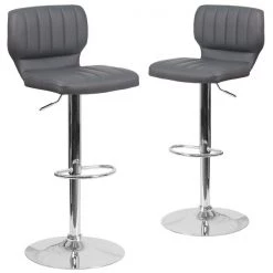 Flash Furniture Gray Vinyl Adjust Height Barstool, Vertical Stitch Back, Chrome Base, PK2 -Kitchen & Dining Furniture Sales Store Grainger 2xxCHxx132330xxGYxxGGxxcb95d7