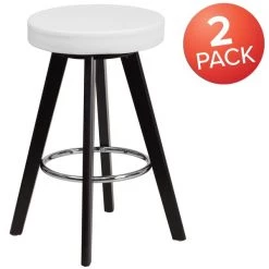 Flash Furniture White Vinyl Counter Stool, 24"H