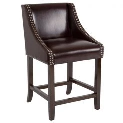 Flash Furniture Brown Leather/Wood Stool, 24" -Kitchen & Dining Furniture Sales Store Grainger 2xxCHxx182020xx24xxBNxxGGxxinset1xx3de639