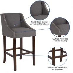 Flash Furniture Gray Fabric/Wood Stool, 30" -Kitchen & Dining Furniture Sales Store Grainger 2xxCHxx182020xx30xxDKGYxxFxxGGxxinset4xxaf11fd