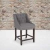Flash Furniture Gray Fabric/Wood Stool, 24"