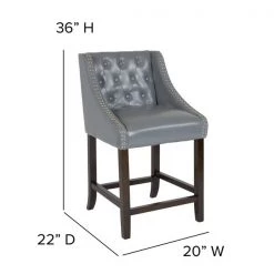 Flash Furniture Gray Leather/Wood Stool, 24" -Kitchen & Dining Furniture Sales Store Grainger 2xxCHxx182020xxTxx24xxLTGYxxGGxxDIMSxxc22eec