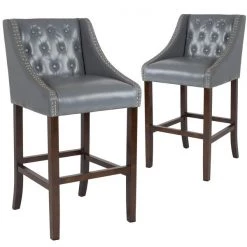 Flash Furniture Gray Leather/Wood Stool, 30" -Kitchen & Dining Furniture Sales Store Grainger 2xxCHxx182020xxTxx30xxLTGYxxGGxx4dfa99