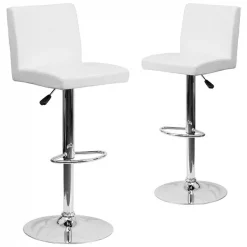 Flash Furniture White Vinyl Adjustable Height Barstool, Panel Back, Chrome Base, PK2 -Kitchen & Dining Furniture Sales Store Grainger 2xxCHxx92066xxWHxxGGxx3f2819