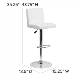 Flash Furniture White Vinyl Adjustable Height Barstool, Panel Back, Chrome Base, PK2 -Kitchen & Dining Furniture Sales Store Grainger 2xxCHxx92066xxWHxxGGxxDIMSxx2c032a