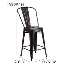 Flash Furniture Black Metal Outdoor Stool, 24" -Kitchen & Dining Furniture Sales Store Grainger 4xxCHxx31320xx24GBxxBQxxGGxxDIMSxx7a7861