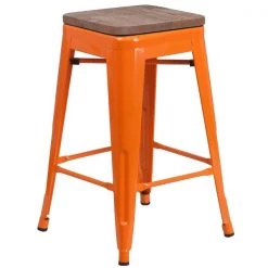 Flash Furniture Orange Metal Counter Stool, 24" -Kitchen & Dining Furniture Sales Store Grainger 4xxCHxx31320xx24xxORxxWDxxGGxxinset1xxc47125