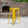 Flash Furniture Backless Yellow Metal Barstool with Square Wood Seat, 30" High -Kitchen & Dining Furniture Sales Store Grainger 4xxCHxx31320xx30xxYLxxWDxxGGxxLSxx9663ca