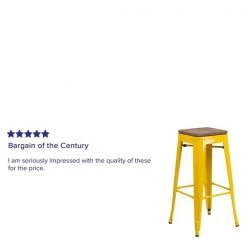 Flash Furniture Backless Yellow Metal Barstool with Square Wood Seat, 30" High -Kitchen & Dining Furniture Sales Store Grainger 4xxCHxx31320xx30xxYLxxWDxxGGxxREVIEWxx9a5d12