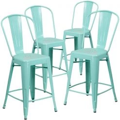 Flash Furniture Mint Metal Outdoor Stool, 24" -Kitchen & Dining Furniture Sales Store Grainger 4xxETxx3534xx24xxMINTxxGGxx6a7df7