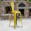 Flash Furniture Distressed Yellow Metal Stool