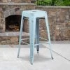 Flash Furniture Distressed Gn-Blue Metal Stool