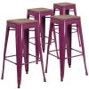 Flash Furniture Backless Purple Barstool with Square Wood Seat, 30" High
