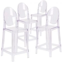 Flash Furniture Ghost Counter Stool with Oval Back in Transparent Crystal -Kitchen & Dining Furniture Sales Store Grainger 4xxOWxxGHOSTBACKxx24xxGGxxa03afa