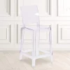 Flash Furniture Ghost Counter Stool with Square Back in Transparent Crystal