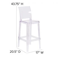 Flash Furniture Ghost Barstool with Square Back in Transparent Crystal -Kitchen & Dining Furniture Sales Store Grainger 4xxOWxxSQUAREBACKxx29xxGGxxDIMSxx819115