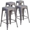 Flash Furniture 24'' High Backless Metal Indoor Counter Height Stool, Square Seat, PK4
