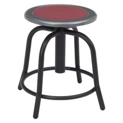 National Public Seating Height Adjustable Swivel Stool, 18"-24", Burgundy Seat/Black Frame