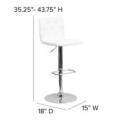 Flash Furniture Tufted White Vinyl Barstool, Adj Height -Kitchen & Dining Furniture Sales Store Grainger CHxx112080xxWHxxGGxxDIMSxx28777d