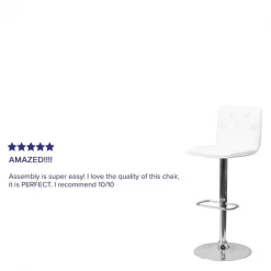 Flash Furniture Tufted White Vinyl Barstool, Adj Height -Kitchen & Dining Furniture Sales Store Grainger CHxx112080xxWHxxGGxxREVIEWxx9aaa0a