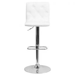 Flash Furniture Tufted White Vinyl Barstool, Adj Height -Kitchen & Dining Furniture Sales Store Grainger CHxx112080xxWHxxGGxxinset3xx7c0e25
