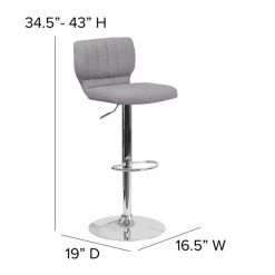 Flash Furniture Gray Fabric Barstool, Adj Height -Kitchen & Dining Furniture Sales Store Grainger CHxx132330xxGYFABxxGGxxDIMSxxecd206
