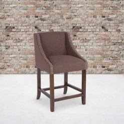 Flash Furniture Brown Fabric/Wood Stool, 24