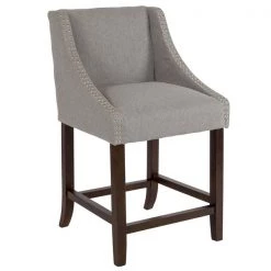 Flash Furniture Carmel Series Grey Fabric/Wood Stool, 24"