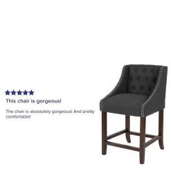 Flash Furniture Stool, Fabric/Wood, Carmel Black, 24" -Kitchen & Dining Furniture Sales Store Grainger CHxx182020xxTxx24xxBKxxFxxGGxxREVIEWxxdff47d