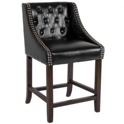 Flash Furniture Carmel Srs Tuftd Blk Lthr/Wood Stool, 24" -Kitchen & Dining Furniture Sales Store Grainger CHxx182020xxTxx24xxBKxxGGxx76bf4c