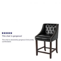 Flash Furniture Carmel Srs Tuftd Blk Lthr/Wood Stool, 24" -Kitchen & Dining Furniture Sales Store Grainger CHxx182020xxTxx24xxBKxxGGxxREVIEWxx0661ef