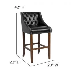 Flash Furniture Stool, Leather/Wood, Carmel Black, 30" -Kitchen & Dining Furniture Sales Store Grainger CHxx182020xxTxx30xxBKxxGGxxDIMSxx3fa655
