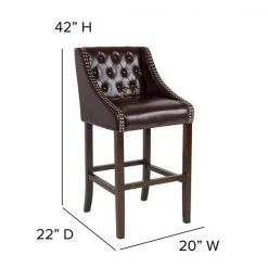 Flash Furniture Carmel Series Brwn Leathr/Wood Stool, 30" 18 Flash Furniture Carmel Series Brwn Leathr/Wood Stool, 30" -Kitchen & Dining Furniture Sales Store Grainger CHxx182020xxTxx30xxBNxxGGxxDIMSxxed245f
