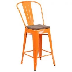 Flash Furniture Metal Counter Stool, 24", Orange, Seat Material: Wood -Kitchen & Dining Furniture Sales Store Grainger CHxx31320xx24GBxxORxxWDxxGGxxcc7ecf