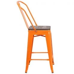 Flash Furniture Metal Counter Stool, 24", Orange, Seat Material: Wood -Kitchen & Dining Furniture Sales Store Grainger CHxx31320xx24GBxxORxxWDxxGGxxinset1xx6e9923