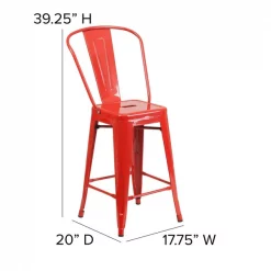 Flash Furniture Red Metal Outdoor Stool, 24" -Kitchen & Dining Furniture Sales Store Grainger CHxx31320xx24GBxxREDxxGGxxDIMSxx852d70