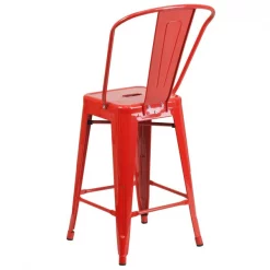 Flash Furniture Red Metal Outdoor Stool, 24" -Kitchen & Dining Furniture Sales Store Grainger CHxx31320xx24GBxxREDxxGGxxinset2xxa092ab