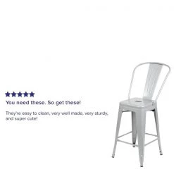 Flash Furniture Slv Metal Outdoor Stool, 24" -Kitchen & Dining Furniture Sales Store Grainger CHxx31320xx24GBxxSILxxGGxxREVIEWxx740ca1