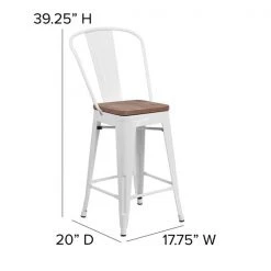Flash Furniture Metal Counter Stool, 24", White, Weight Capacity: 500 lb. 18 Flash Furniture Metal Counter Stool, 24", White, Weight Capacity: 500 lb. -Kitchen & Dining Furniture Sales Store Grainger CHxx31320xx24GBxxWHxxWDxxGGxxDIMSxxd01bb8
