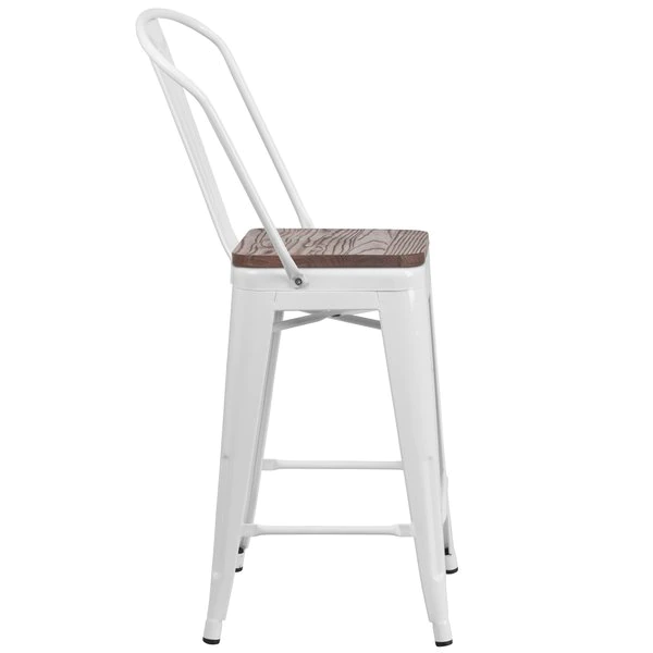 Flash Furniture Metal Counter Stool, 24", White, Weight Capacity: 500 lb. 7 Flash Furniture Metal Counter Stool, 24", White, Weight Capacity: 500 lb. - Image 5