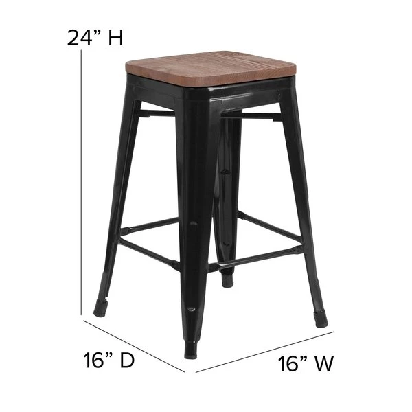 Flash Furniture 24" Black Backless Metal Stool 8 Flash Furniture 24" Black Backless Metal Stool - Image 6