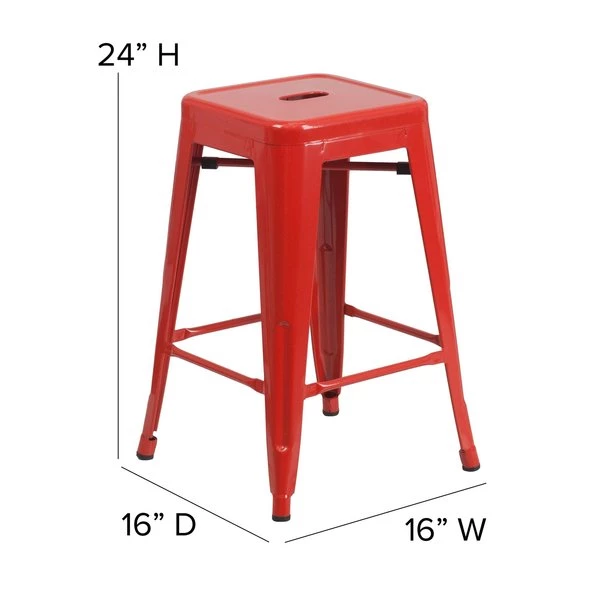 Flash Furniture Stool, 330 lb., Red, 16" Seat W 6 Flash Furniture Stool, 330 lb., Red, 16" Seat W - Image 4
