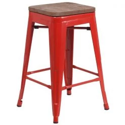 Flash Furniture Metal Counter Stool, 24", Red, Seat Material: Wood -Kitchen & Dining Furniture Sales Store Grainger CHxx31320xx24xxREDxxWDxxGGxxa7c393