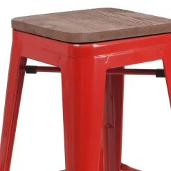 Flash Furniture Metal Counter Stool, 24", Red, Seat Material: Wood -Kitchen & Dining Furniture Sales Store Grainger CHxx31320xx24xxREDxxWDxxGGxxinset1xx9e4b62