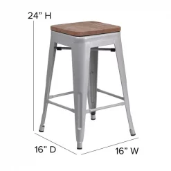 Flash Furniture 24" Silver Metal Counter Stool -Kitchen & Dining Furniture Sales Store Grainger CHxx31320xx24xxSILxxWDxxGGxxDIMSxx76f20c